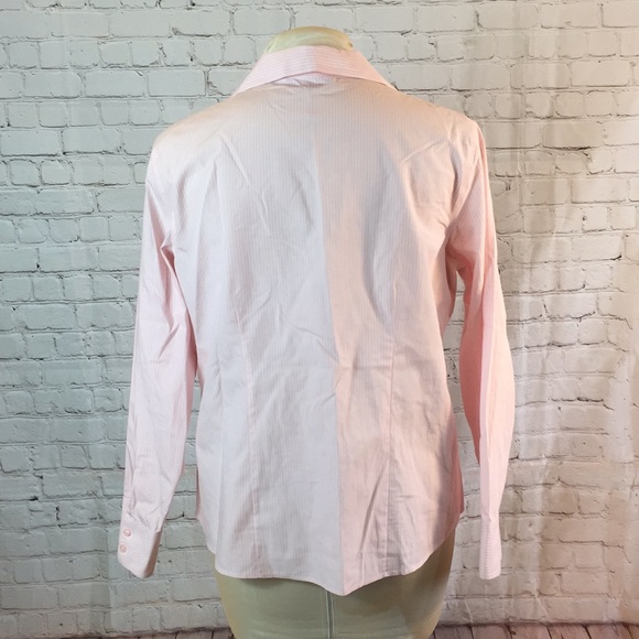 Chico’s pink white striped hidden button Top - Picture 4 of 6